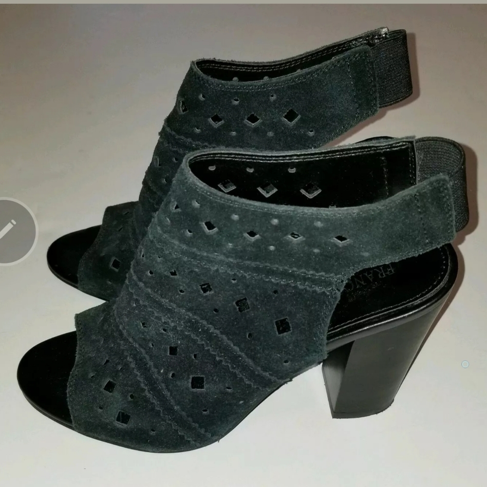 FRANCO FORTINI BLACK NAYA HEELS SZ 7 BLACK SUEDE
